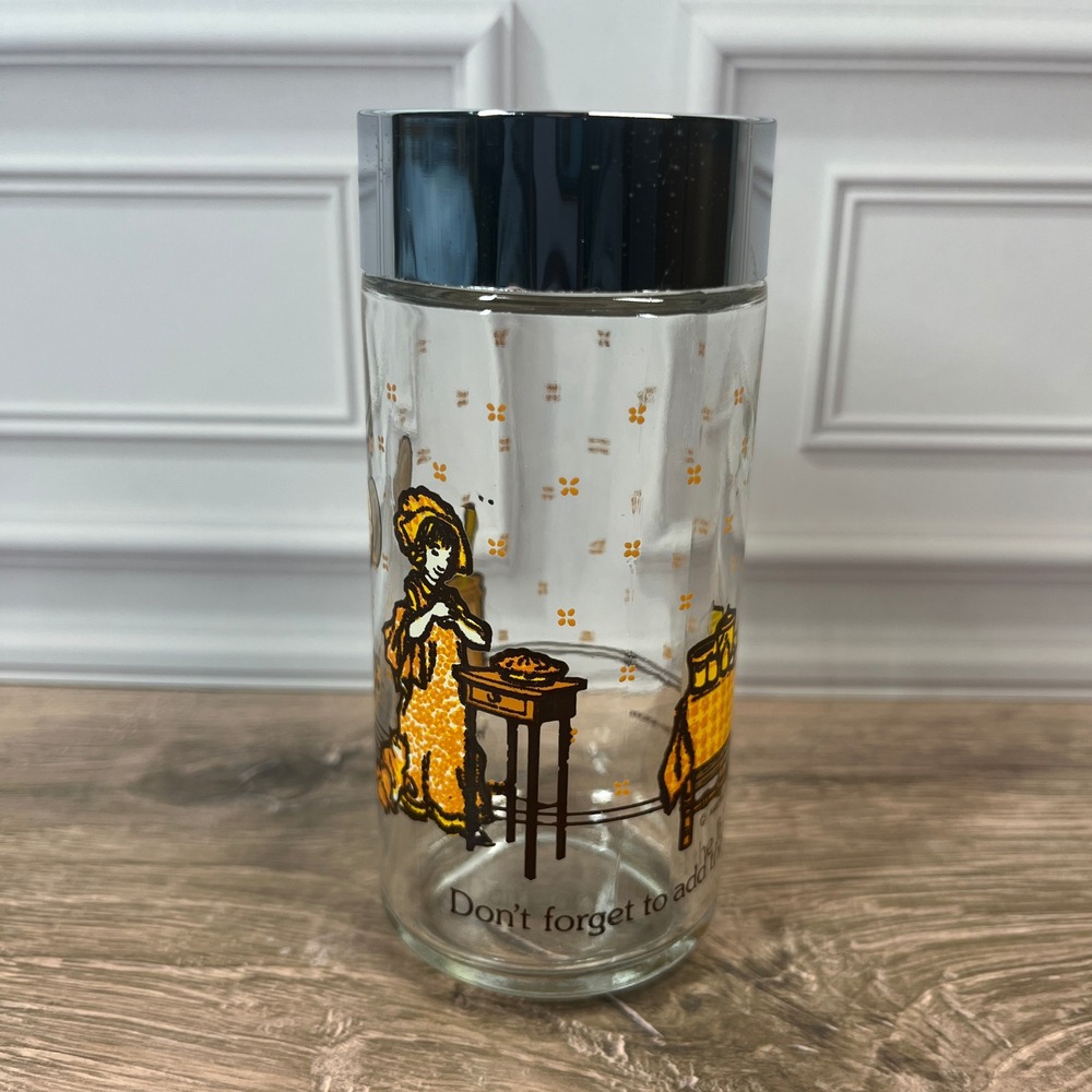 Holly Hobbie American Greetings 1980's Glass Shaker Clear Seasonings Salt Pepper